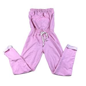 FLETCH Harper Strapless‎ Jumpsuit Pink Speckled Size Small Preppy Pastel Boho